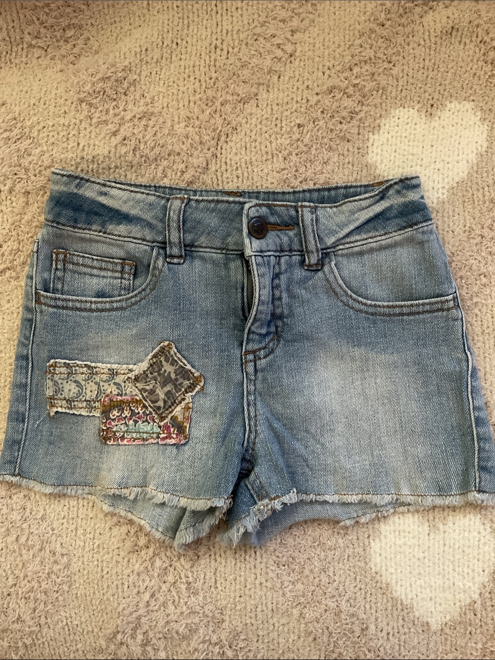 Xhilaration Light Blue Denim Jean Shorts with Patch Accent